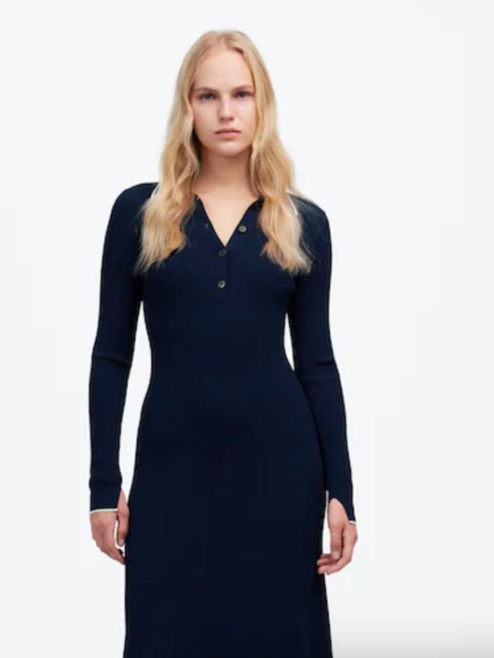 Madewell Ribbed Long-Sleeve Midi Dress in XL